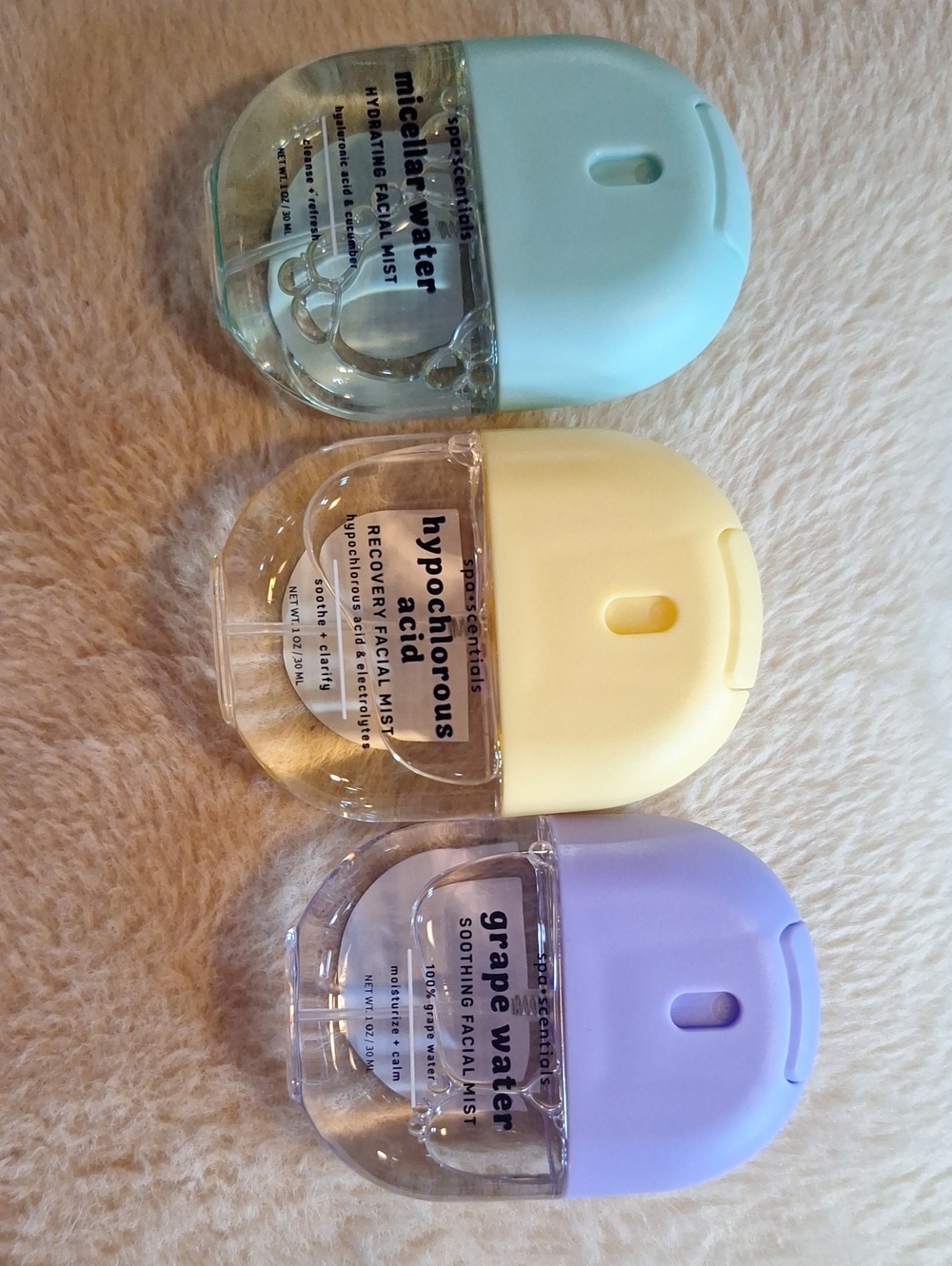 Spa Essentials Facial Mists Trio - Light Blue, Pastel Yellow & Lavender